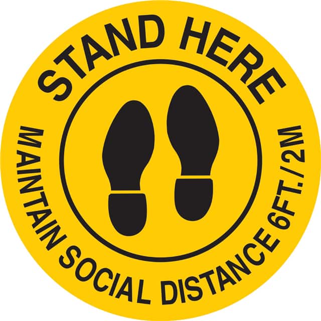 B534FS 17" STAND HERE SOCIAL DIS
