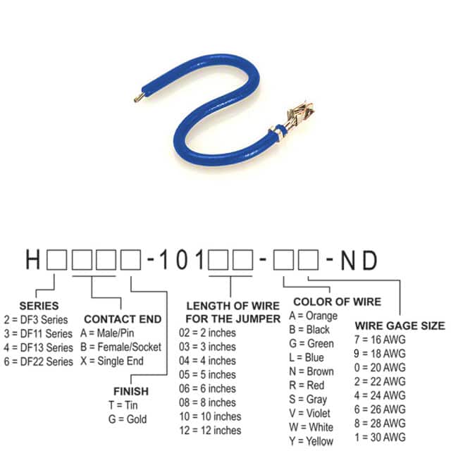 image of Jumper Wires, Pre-Crimped Leads>H4BXG-10108-L8